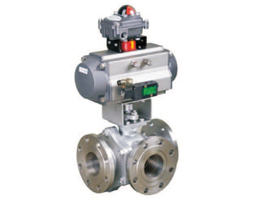 Q644F/Q645F气动三通法兰球阀